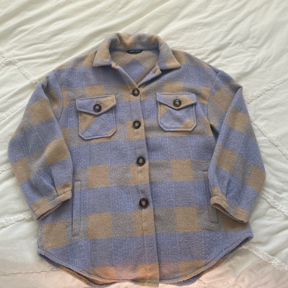 SHEIN Plaid Pastel Shacket